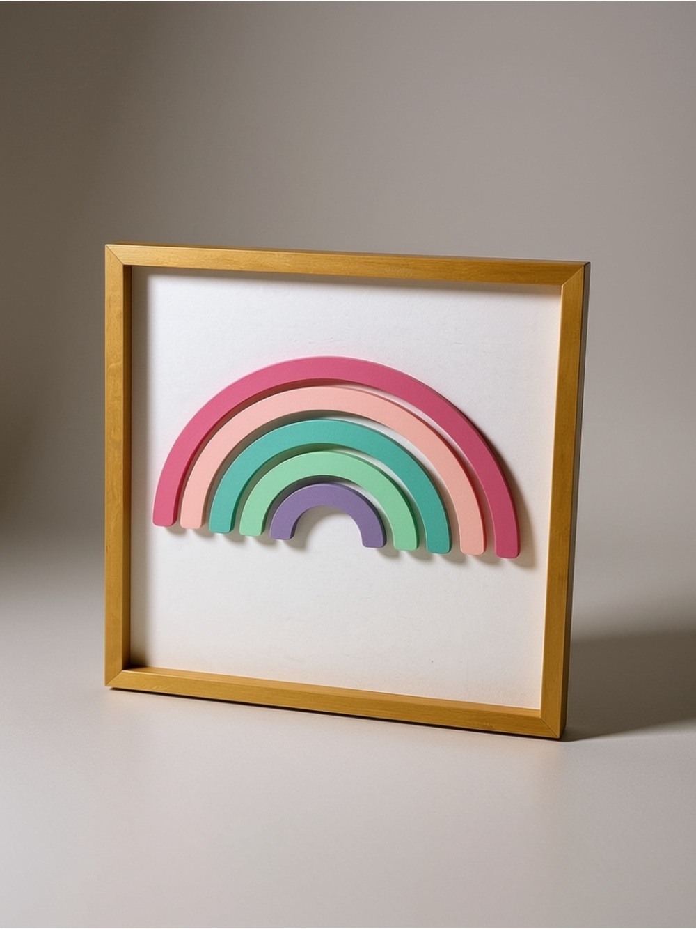 Rainbow Wall Art Frame in Pastel Colors 14x14
